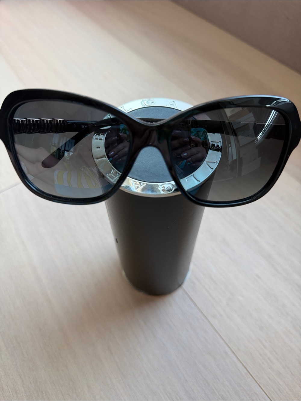 Bulgari Black Women's Oversized Sunglasses with Dark Gradient Lenses